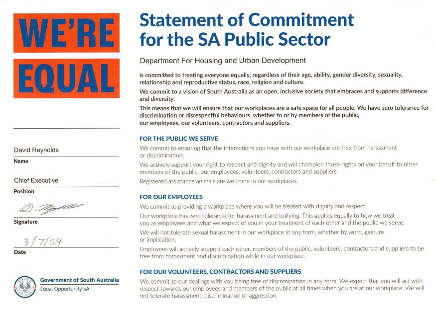 We're Equal statement of commitment